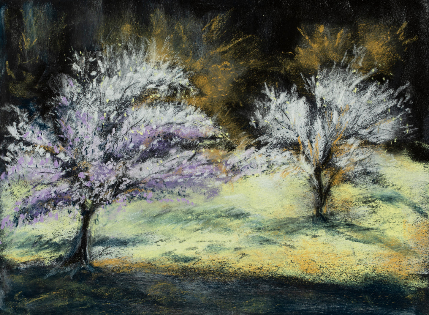 Swaying dark blossoms