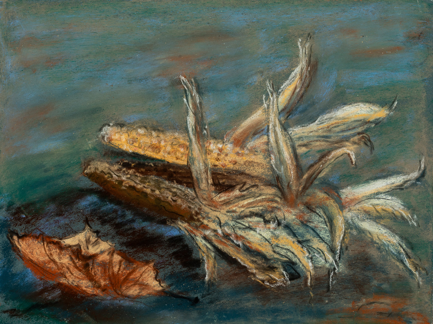 Corn Husks and A Fallen Leaf