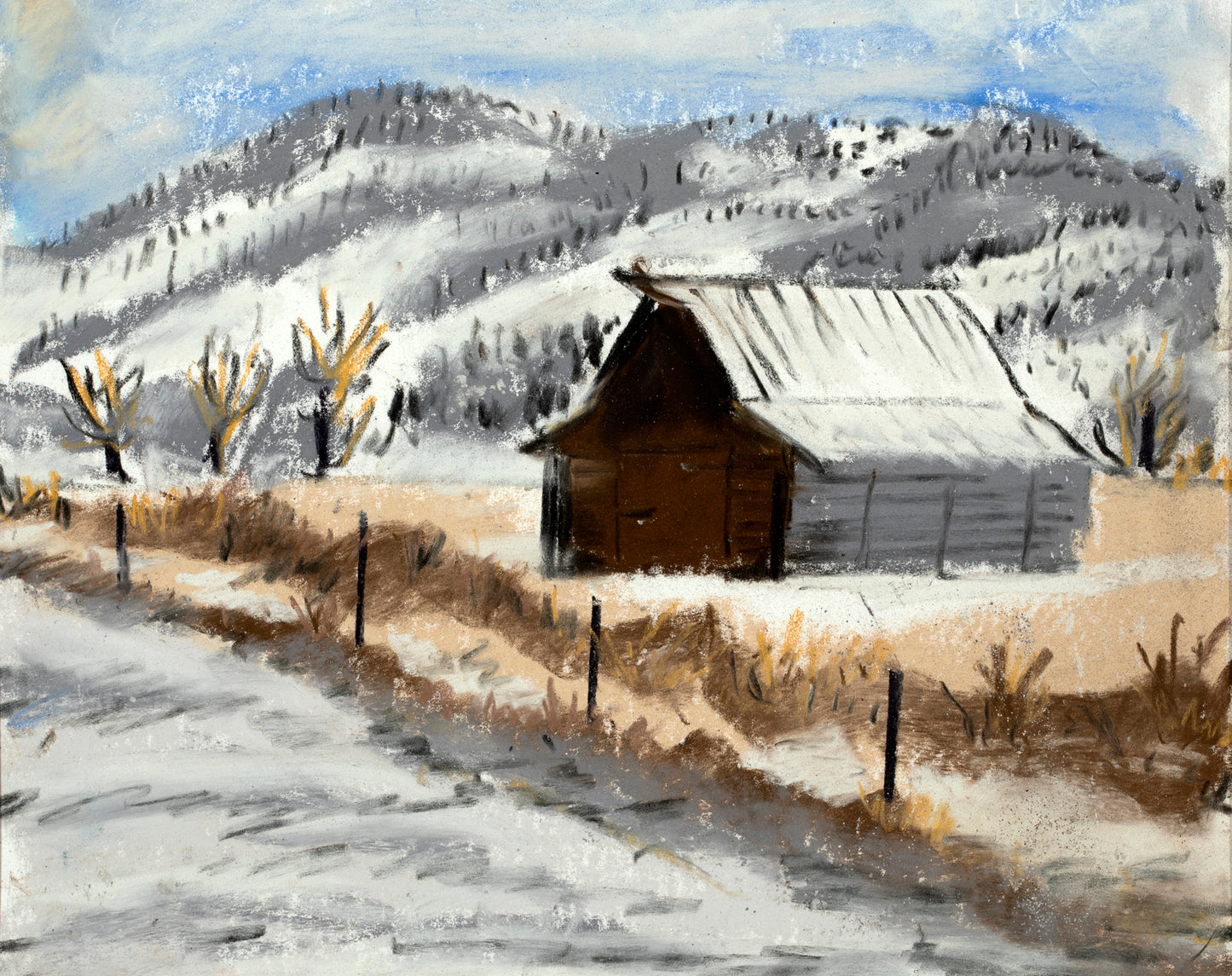 Snowy barn